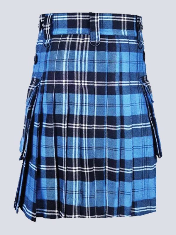MENS LAUTREAMONT RAMSAY BLUE TARTAN UTILITY KILT - Image 3