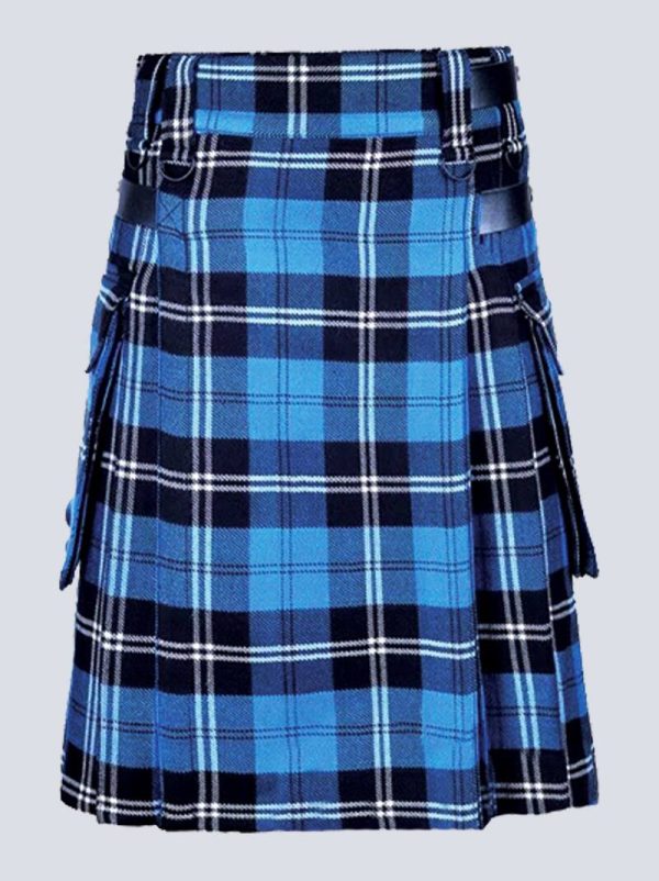 MENS LAUTREAMONT RAMSAY BLUE TARTAN UTILITY KILT
