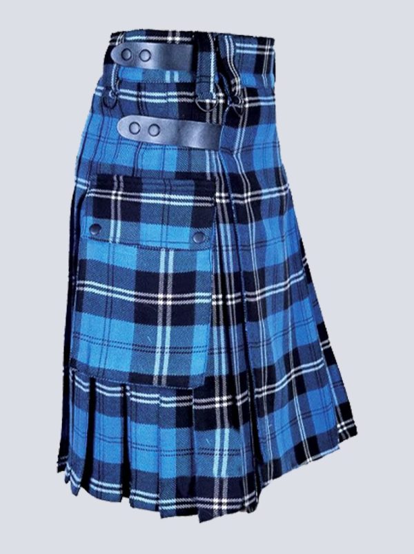 MENS LAUTREAMONT RAMSAY BLUE TARTAN UTILITY KILT - Image 2
