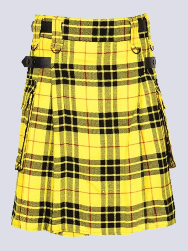 MENS MACLEOD OF LEWIS TARTAN UTILITY KILT WITH LEATHER STRAP