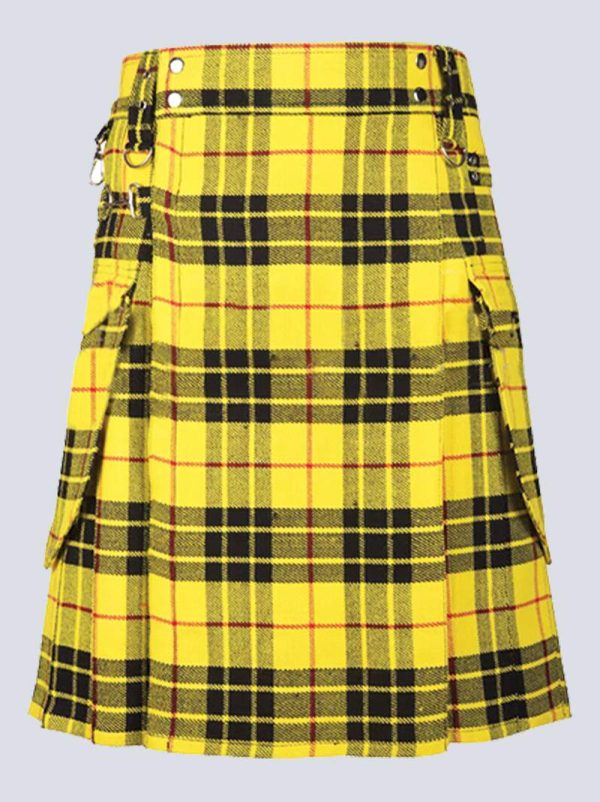 MENS MACLEOD OF LEWIS TARTAN UTILITY KILT WITH CARGO POCKETS