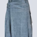 MENS SKY BLUE DENIM UTILITY KILT WITH  FLAP POCKETS