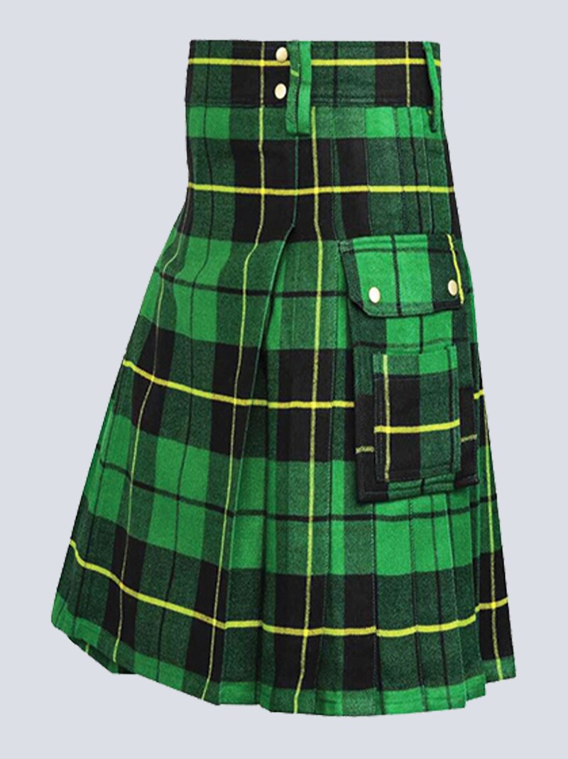 MENS WALLACE HUNTING TARTAN UTILITY KILT WITH FLAP POCKETS