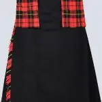 SOLID BLACK AND WALLACE TARTAN UTILITY KILT