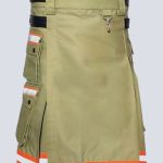 BUNKER GEAR KHAKI FIREFIGHTER KILT WITH LEATHER STRAPS