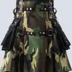 GOTHIC WOODLAND CAMO TACTICAL KILT WITH BLACK POCKET