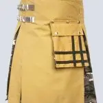 Khaki and Urban Camo Hybrid Tactical Kilt with Front Pocket