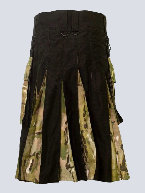 MENS BLACK AND MULTICAM HYBRID TACTICAL KILT - Image 3