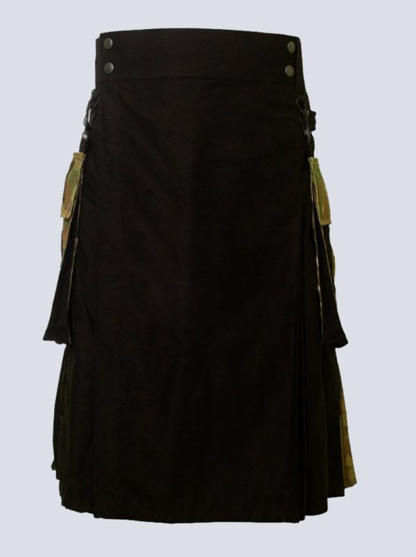 MENS BLACK AND MULTICAM HYBRID TACTICAL KILT
