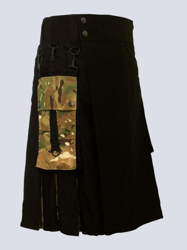 MENS BLACK AND MULTICAM HYBRID TACTICAL KILT - Image 2