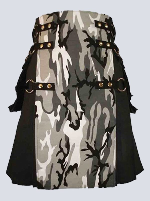 MENS BLACK AND URBAN CAMO HYBRID TACTICAL KILT