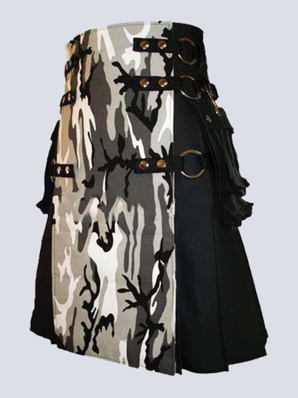 MENS BLACK AND URBAN CAMO HYBRID TACTICAL KILT - Image 2