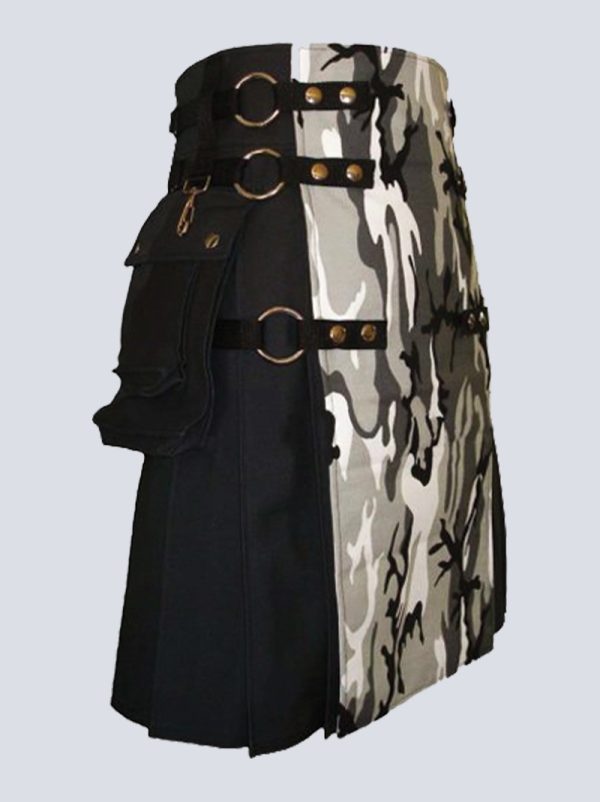 MENS BLACK AND URBAN CAMO HYBRID TACTICAL KILT - Image 3