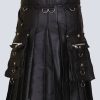 MENS BLACK LETHER GOTHIC KILT WITH CHAINS - Image 3