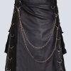 MENS BLACK LETHER GOTHIC KILT WITH CHAINS
