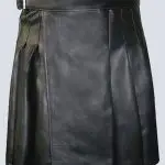 MENS BLACK LEATHER KILT WITH BUCKLE STRAP