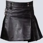 MENS BLACK LEATHER MINI KILT