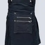 MENS BLUE DENIM KILT WITH FRONT POCKET