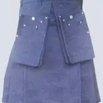 MENS BLUE DENIM KILT WITH MULTIPLE POCKETS