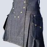 MENS BLUE DENIM KILT WITH STUDED APRON
