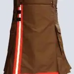 MENS BROWN FIREFIGHTER KILT WITH CARGO POCKETS