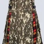 MENS CAMO AND BUCHANAN TARTAN HYRBID KILT