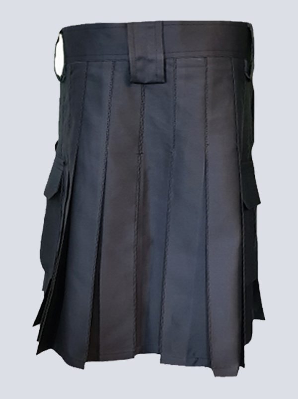 MENS COMBAT BLACK TACTICAL KILT WITH SLANT POCKETS - Image 3