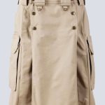 MENS COMBAT KHAKI TACTICAL KILT WITH SLANT POCKETS