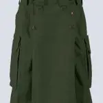MENS COMBAT OLIVE GREEN TACTICAL KILT WITH SLANT POCKETS