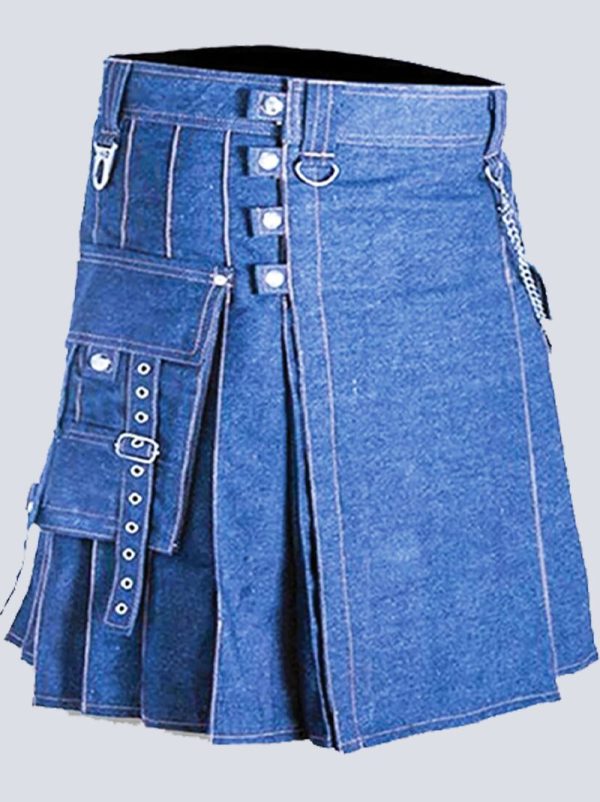 MENS FASHION BLUE DENIM KILT