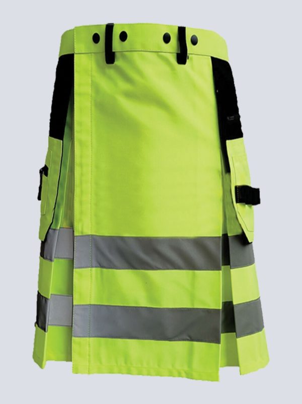 MENS FLOURESCENT GREEN AND BLACK FIREFIGHTER KILT