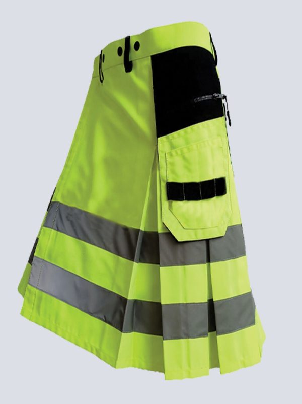 MENS FLOURESCENT GREEN AND BLACK FIREFIGHTER KILT - Image 3