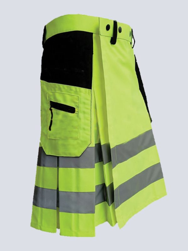 MENS FLOURESCENT GREEN AND BLACK FIREFIGHTER KILT - Image 2