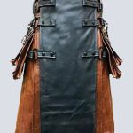 MENS GOTHIC TWO TONE BLACK AND BROWN LEATHER KILT