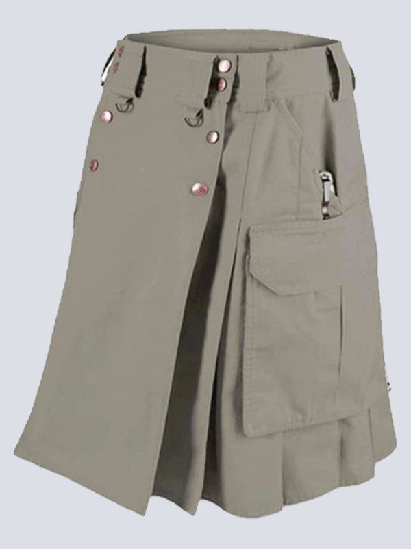 MENS GREY TACTICAL KILT WITH SLANT POCKETS - Image 2