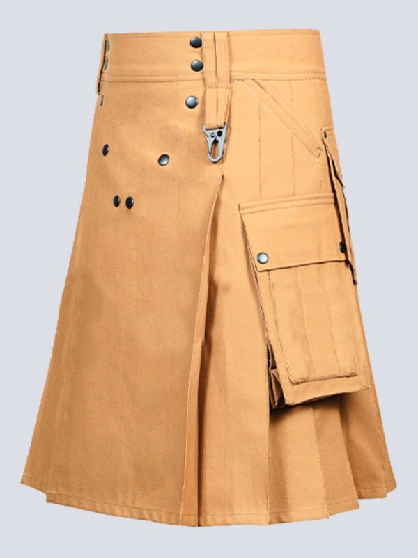 MENS MODERN WORKING KHAKI TACTICAL KILT WITH MULTIPLE POCKETS - Image 2