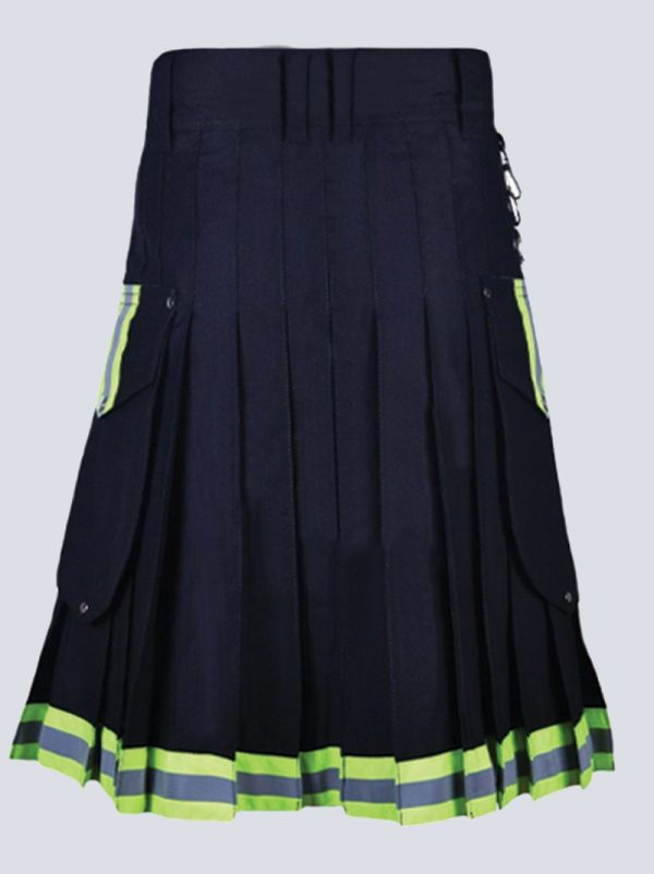 MENS NAVY BLUE FIREFIGHTER CARGO KILT WITH REFLECTIVE TAPE - Image 2