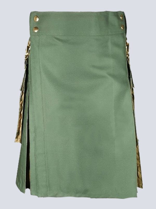MENS OLIVE GREEN AND MULTICAM HYBRID TACTICAL KILT