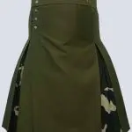 MENS OLIVE GREEN AND WOODLAND CAMO HYBRID TACTICAL KILT