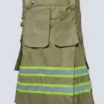 MENS OLIVE GREEN FIREFIGHTER KILT WITH MULTIPLE POCKETS
