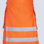 MENS ORANGE FIREFIGHTER KILT WITH DETACHABLE FLAP POCKETS