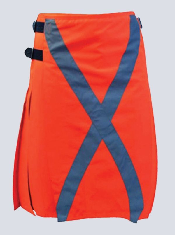MENS ORANGE FIREFIGHTER KILT WITH LEATHER STRAP