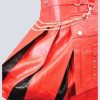 MENS RED AND BLACK LEATHER HYBRID KILT - Image 2