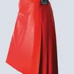MENS RED LEATHER KILT WITH BUCKLE STRAPS