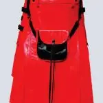 MENS RED LEATHER KILT WITH FRONT POCKET