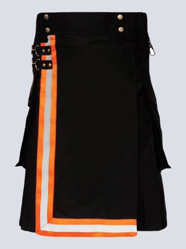 MENS TURNOUT BLACK FIREFIGHTER KILT