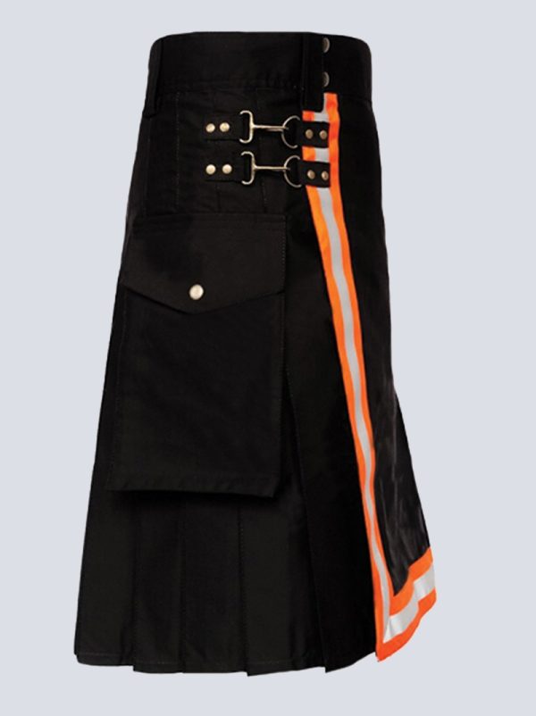 MENS TURNOUT BLACK FIREFIGHTER KILT - Image 2