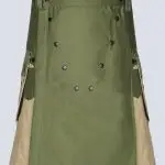 MENS TWO TONE AND KHAKI TACTICAL KILT WITH STUDED APRON
