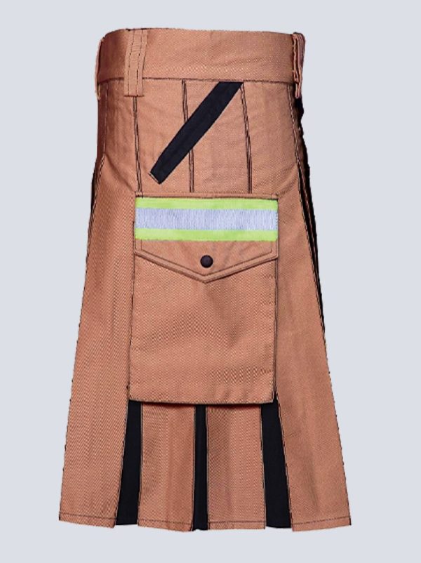 MENS TWO TONE BROWN AND BLACK FIREFIGHTER KILT - Image 2