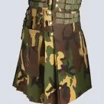 MENS WOODLAND CAMO TACTICAL KILT WITH NYLON STRAPS